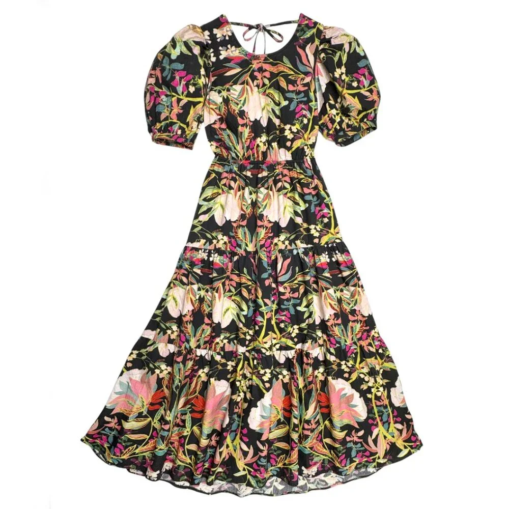 ANTHROPOLOGIE CONDITIONS APPLY MAXI MOODY DARK FLORAL DRESS WHIMSIGOTH BOHO XS - Picture 3 of 9